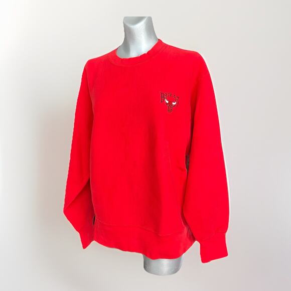 Vintage Chicago Bulls Sweatshirt Lee Nutmeg Mills Embroidered Red Large USA 90s - Picture 4 of 16